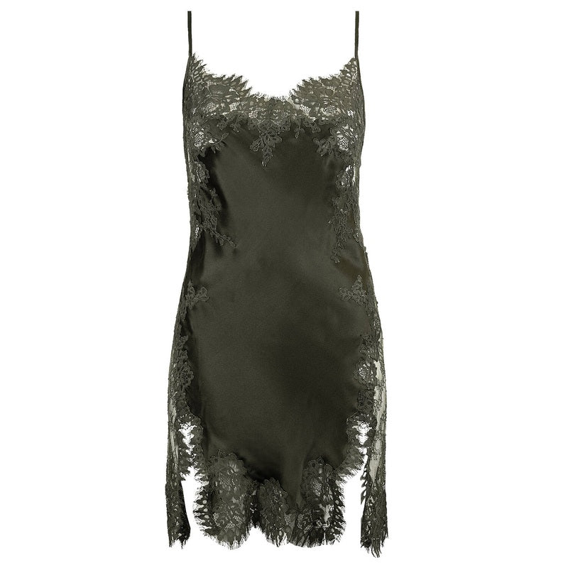 Lingerie Noturna Babydoll de Seda e Renda com costas abertas LHeure Venue Brooke Bronze