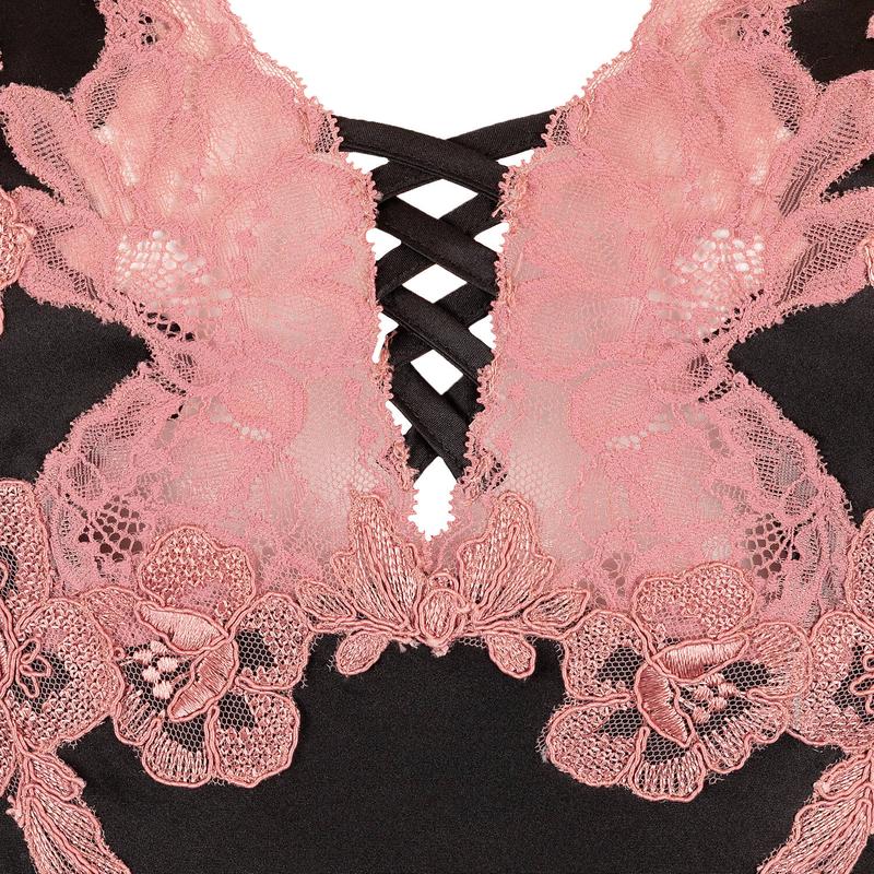 Lingerie Noturna Babydoll de Seda Minuit Ardent Bonnie NoirBuvard