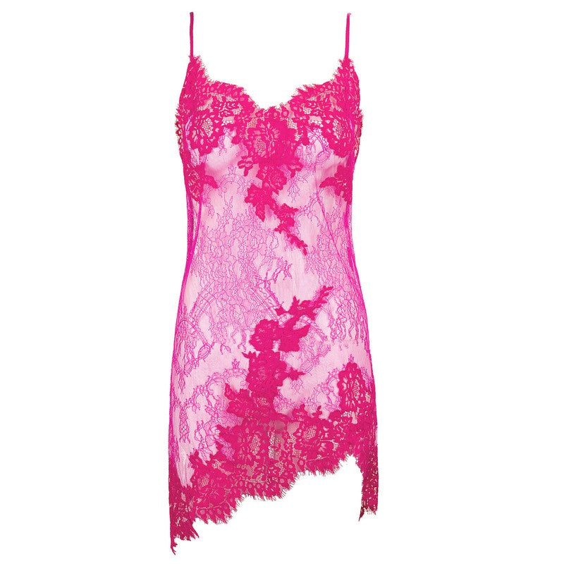 Lingerie Noturna Babydoll de Renda com amarração nas costas LHeure Venue Brooke Magenta