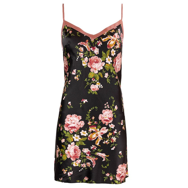Lingerie Noturna Babydoll de Seda Minuit Ardent Bernadette Imprimé FleurBuvard