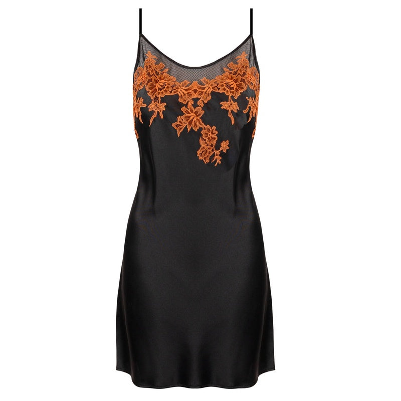Lingerie Noturna Babydoll de Seda e Renda Tamara Caramelo