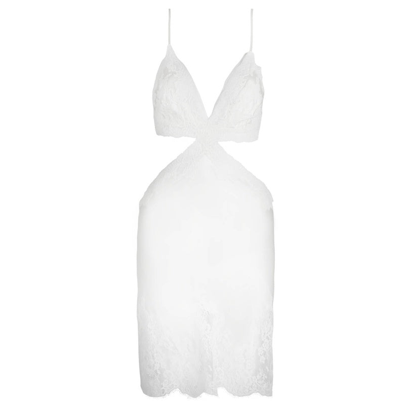 Lingerie Noturna Babydoll aberto em Seda e Renda Teresa Nude