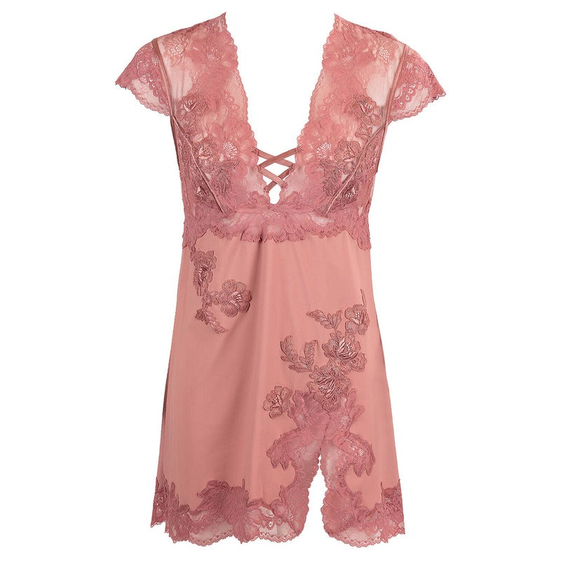 Lingerie Noturna Babydoll curto de Renda Minuit Ardent Bonnie Buvard
