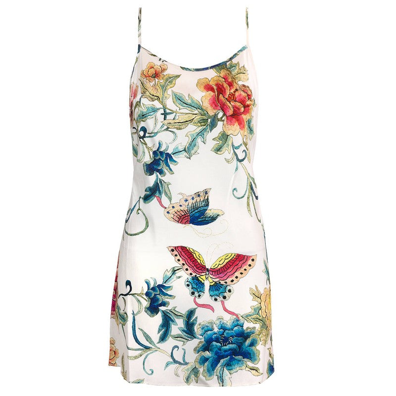 Lingerie Noturna Babydoll curto de Seda Aube Céleste Beverly Imprimé Floral