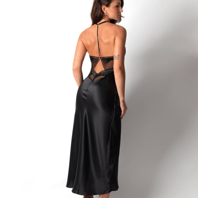 Lingerie Noturna Babydoll longo de Seda Cindy Bruna x Aubade Sumptuous Waves Smoky Attraction