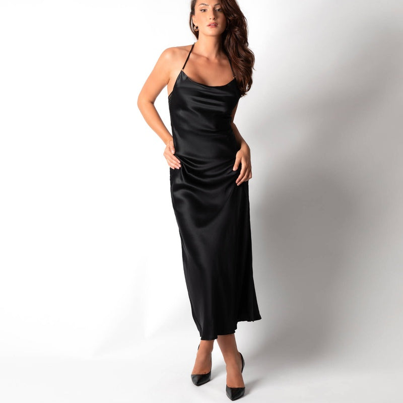 Lingerie Noturna Babydoll longo de Seda Cindy Bruna x Aubade Sumptuous Waves Smoky Attraction