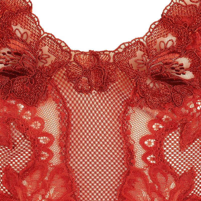 Lingerie Noturna Babydoll arrastão com costas abertas Minuit Ardent Bonnie Rubis