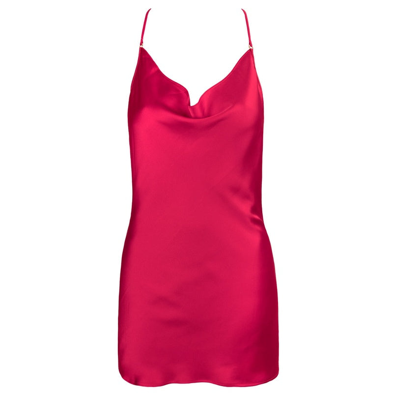 Lingerie Noturna Babydoll de cetim com costas abertas Jasmine Raspberry