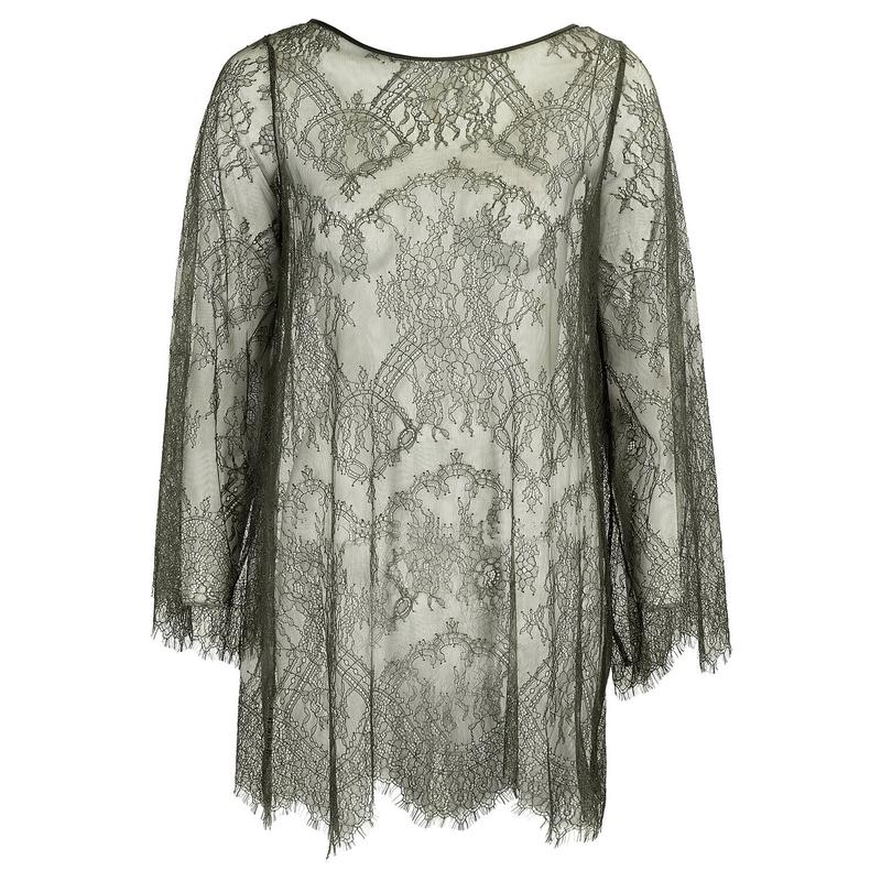 Lingerie Noturna Babydoll de Renda manga comprida LHeure Venue Brooke Bronze