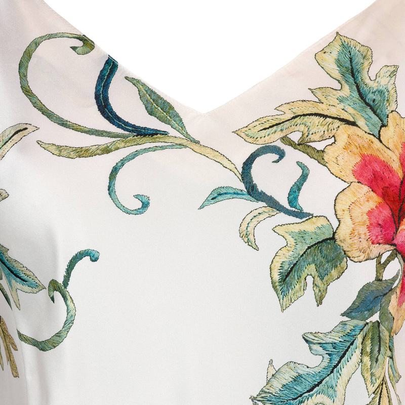 Lingerie Noturna Babydoll de Seda Aube Céleste Beverly Imprimé Floral