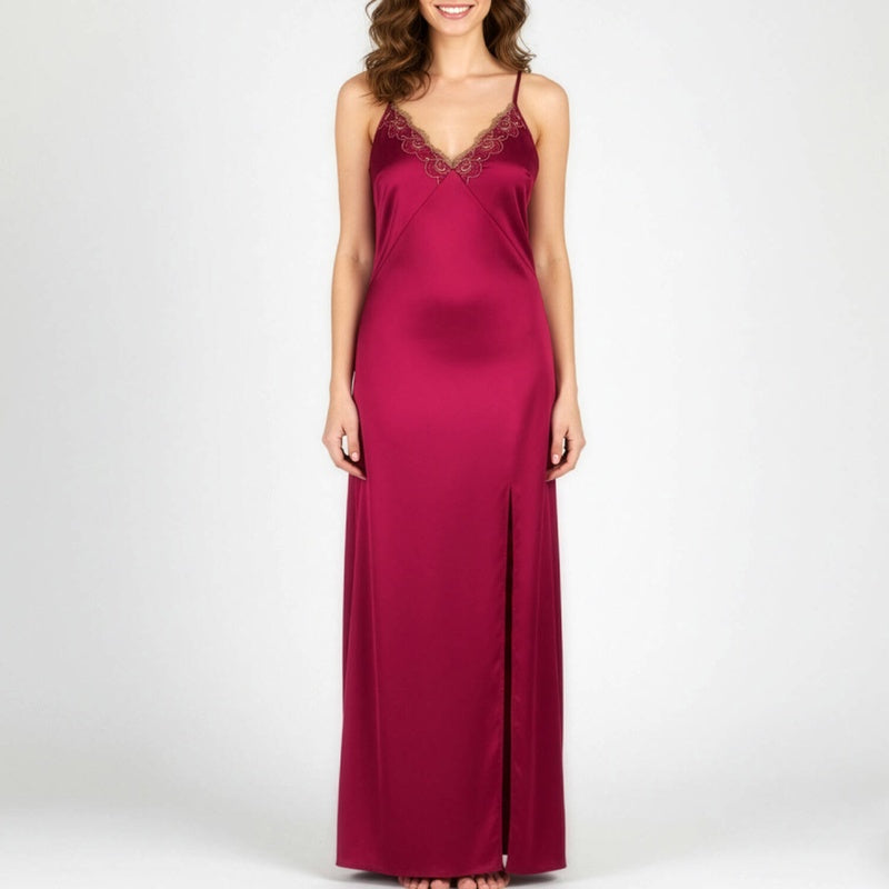 Lingerie Noturna Babydoll longo de Seda Éblouissante Icône Or Rubis
