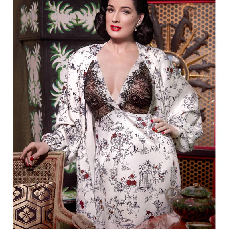 Lingerie Noturna Babydoll longo de cetim Glambassador Toile de Teese