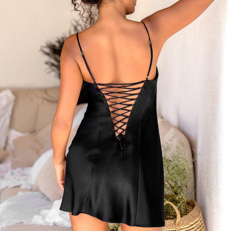 Lingerie Noturna Babydoll de Seda com amarração nas costas Soie Unie