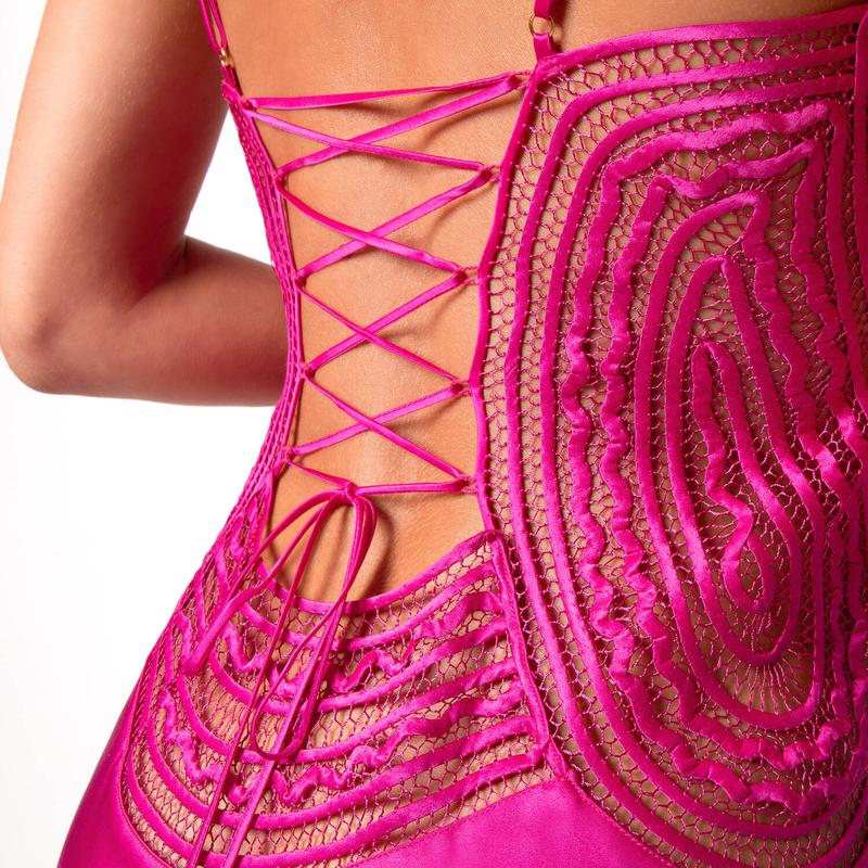Lingerie Noturna Babydoll de Seda Victoria Fúcsia