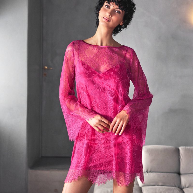 Lingerie Noturna Babydoll de Seda LHeure Local Brooke Magenta