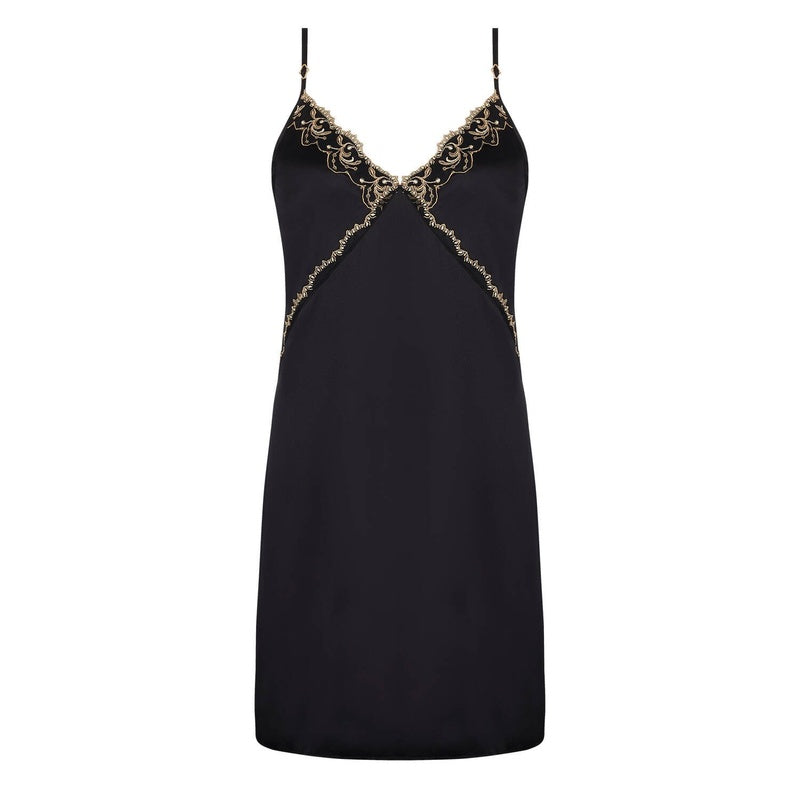 Lingerie Noturna Babydoll de Seda Éblouissante Icône Or Nuit