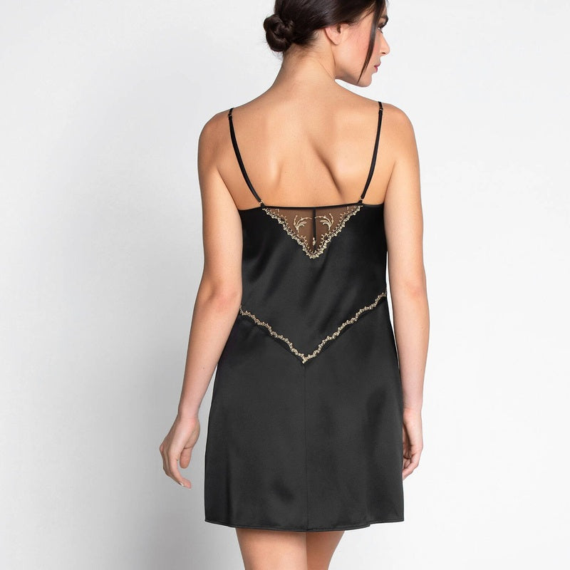 Lingerie Noturna Babydoll de Seda Éblouissante Icône Or Nuit