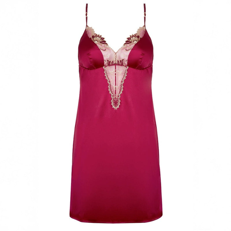 Lingerie Noturna Babydoll Silk Plunge Éblouissante Icône Or Rubis