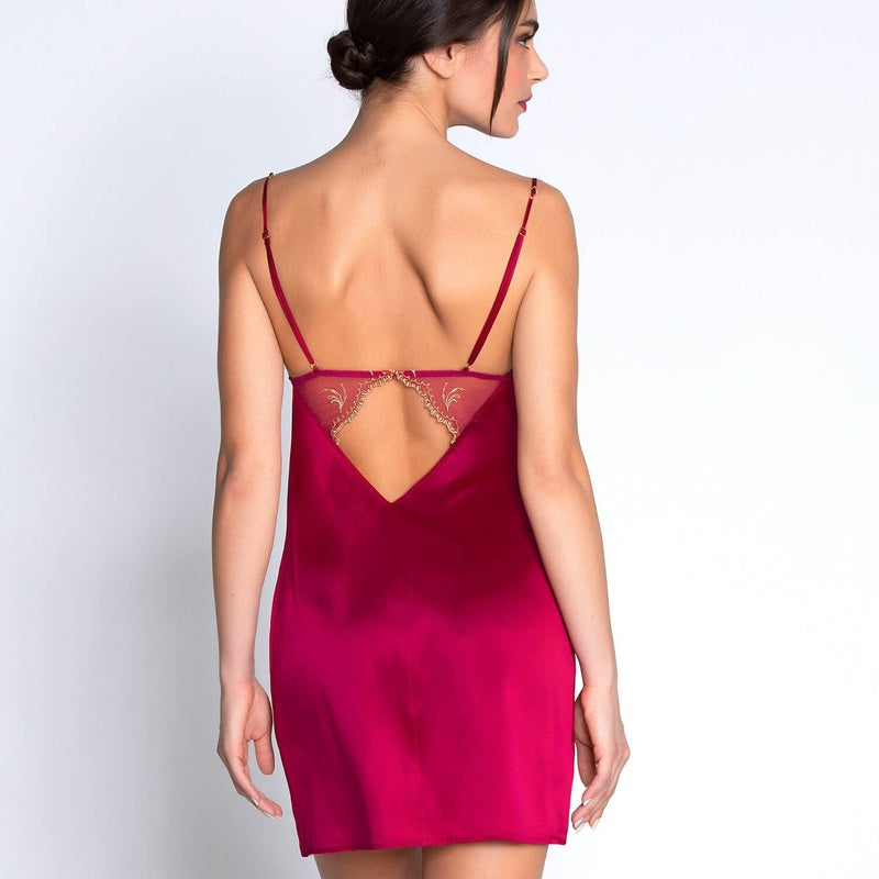 Lingerie Noturna Babydoll Silk Plunge Éblouissante Icône Or Rubis