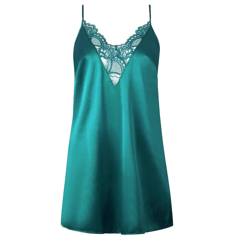 Lingerie Noturna Babydoll Silk Seduction Sublime en Dentelle Vert Princesse