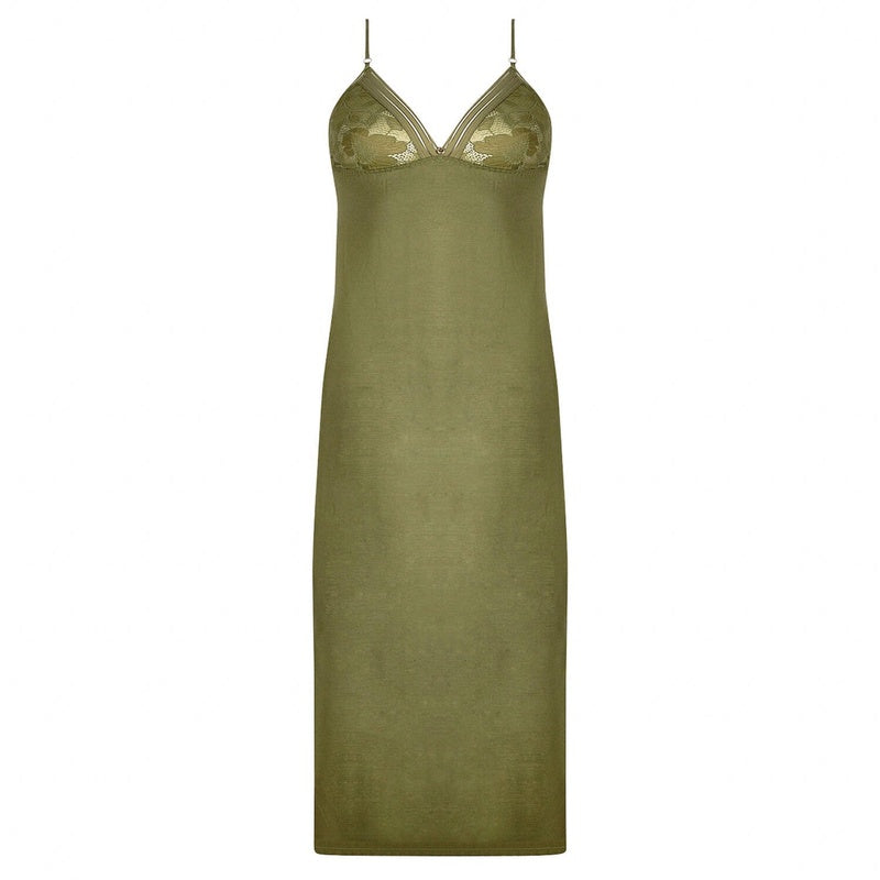 Lingerie Noturna Babydoll Modal Longo Dentelle Rebelle Vert Mousse