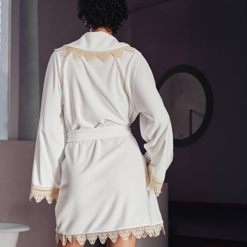 Roupão e Peignoir de algodão atoalhado Aube Céleste Bianca Nude