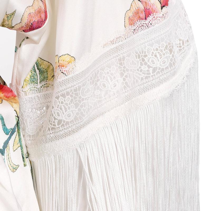 Roupão e Peignoir Negligée de Seda Aube Céleste Beverly Imprimé Floral