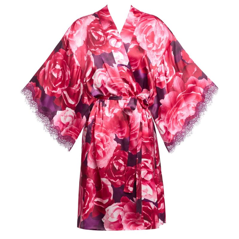 Roupão e Peignoir de Seda Scarlett Blushing Blooms