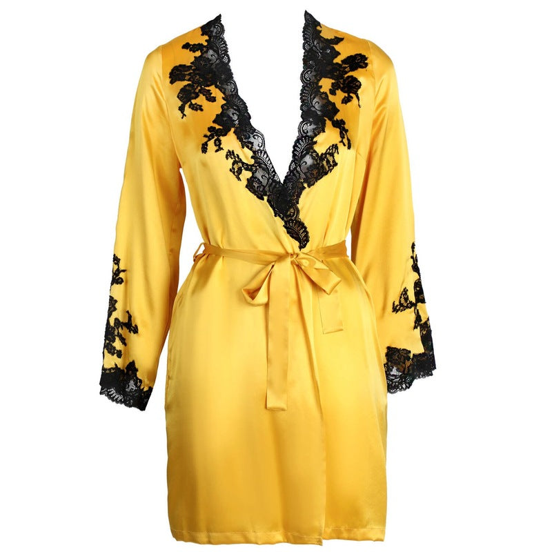 Roupão e Peignoir Negligee de Seda Teresa Amarelo