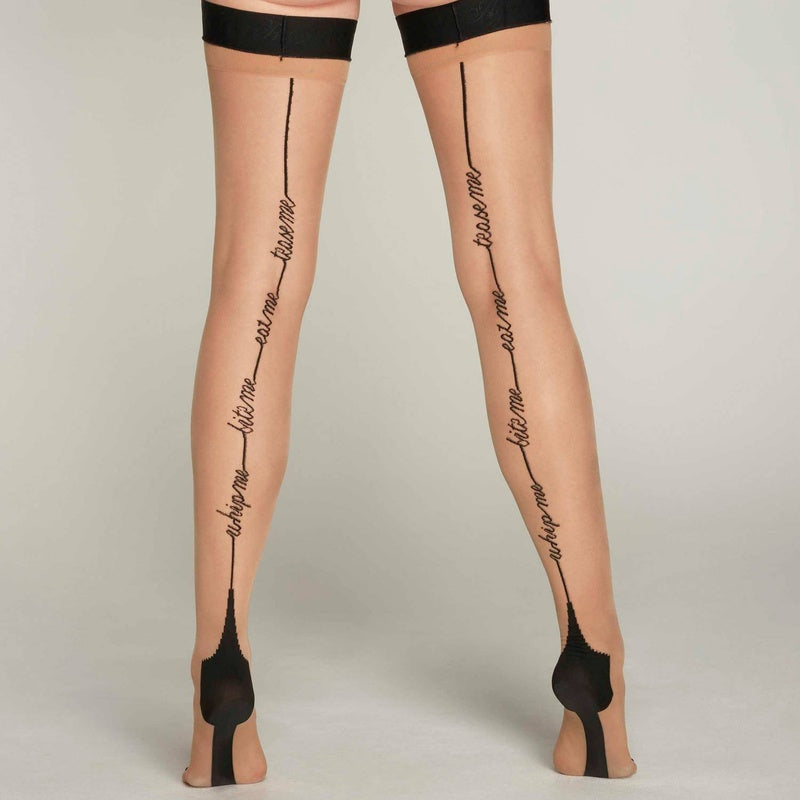 Meia-Calça autofixantes de 15 denier com costura traseira Tease Me Les Bas