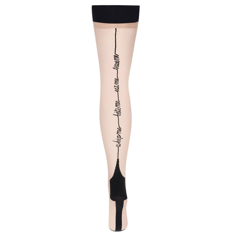 Meia-Calça autofixantes de 15 denier com costura traseira Tease Me Les Bas