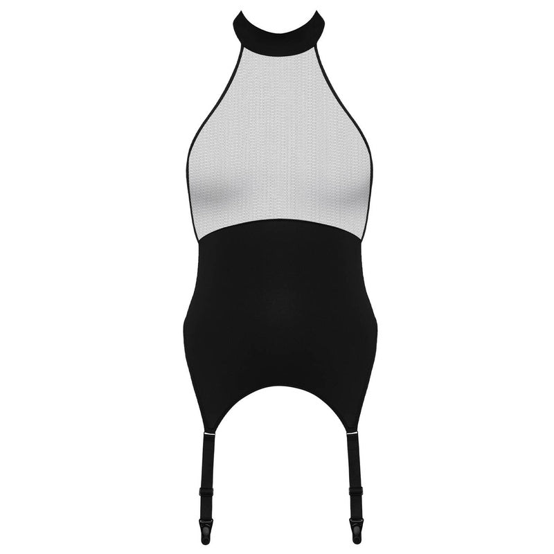 Body com Cinta-Liga Pure Tentation Americain Neckline Nude