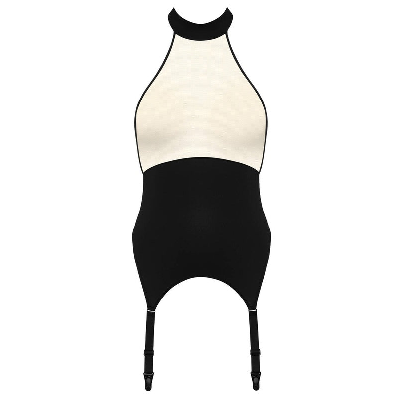 Body com Cinta-Liga Pure Tentation Americain Neckline Nude