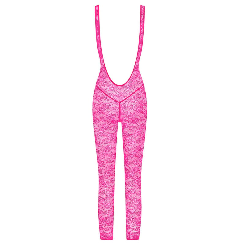 Macacão de Renda Flashback Néon Rose Fluo