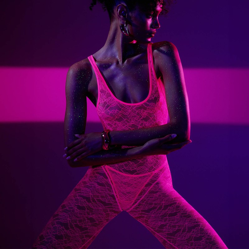 Macacão de Renda Flashback Néon Rose Fluo