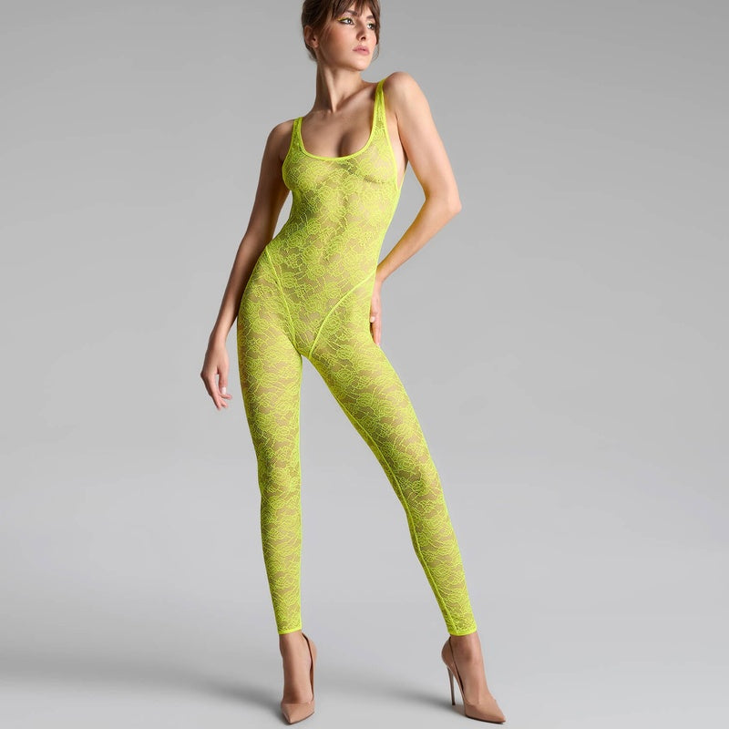 Macacão de Renda Flashback Néon Jaune Fluo