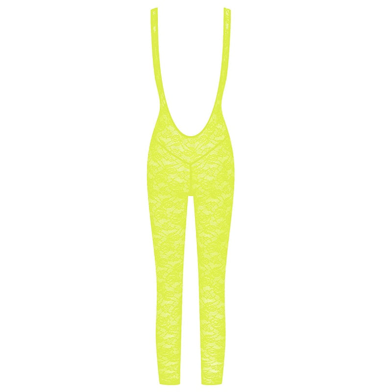 Macacão de Renda Flashback Néon Jaune Fluo