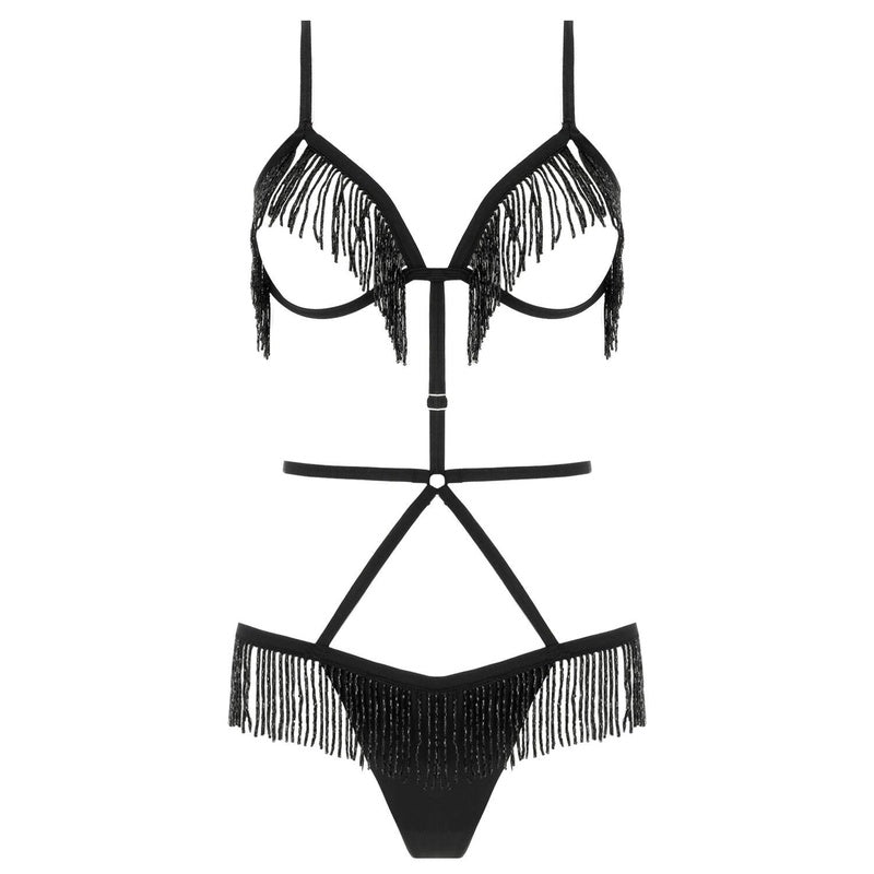 Body de Seda com arnês Bouquet de Renda