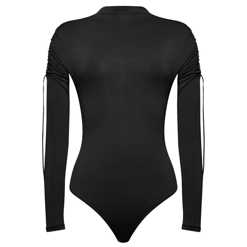 Body manga longa crepe jersey