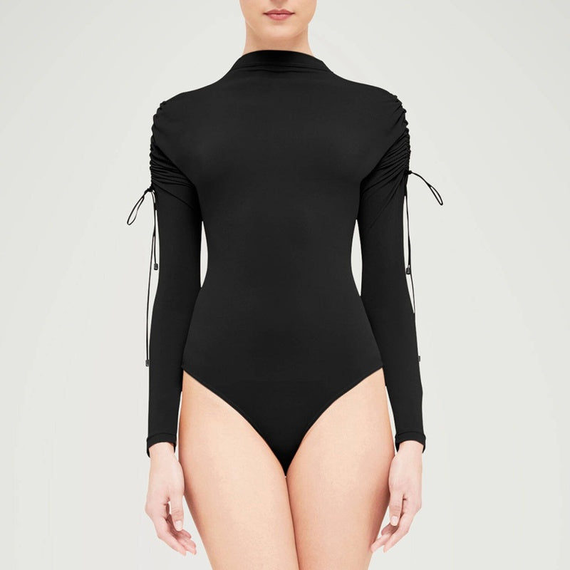 Body manga longa crepe jersey