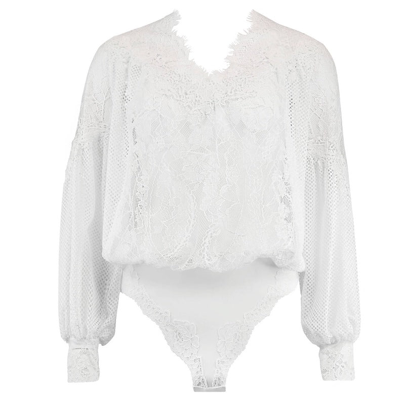 Body de Renda manga comprida Angèle Nude
