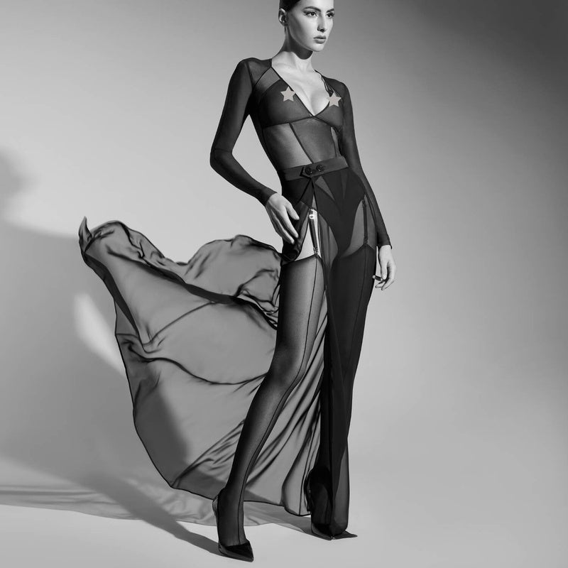 Body manga comprida LAmoureuse Dahlia Noir