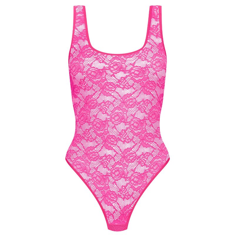 Body Fio Dental de Renda Flashback Néon Rose Fluo