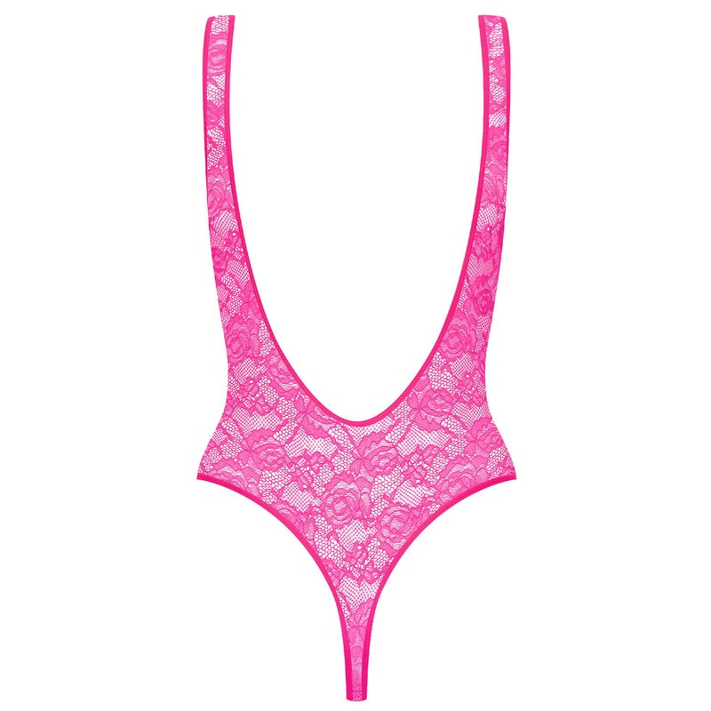 Body Fio Dental de Renda Flashback Néon Rose Fluo