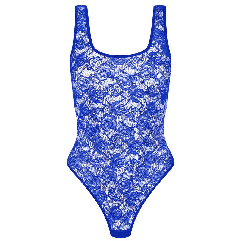 Body Fio Dental de Renda Flashback Néon Bleu Fluo