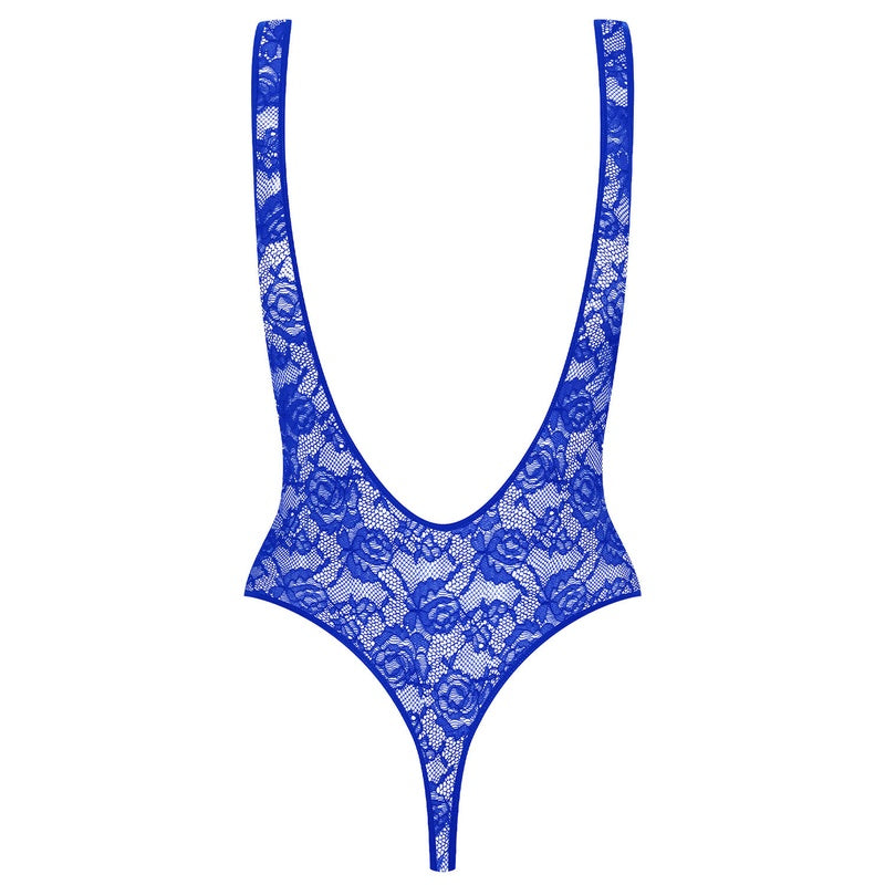 Body Fio Dental de Renda Flashback Néon Bleu Fluo