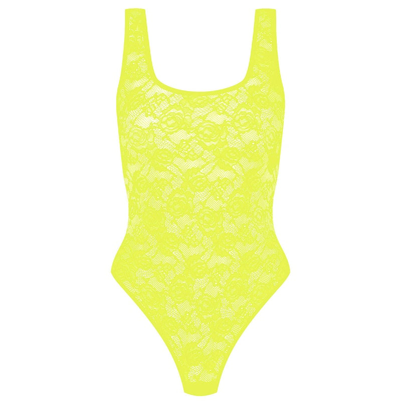 Body Fio Dental de Renda Flashback Néon Jaune Fluo