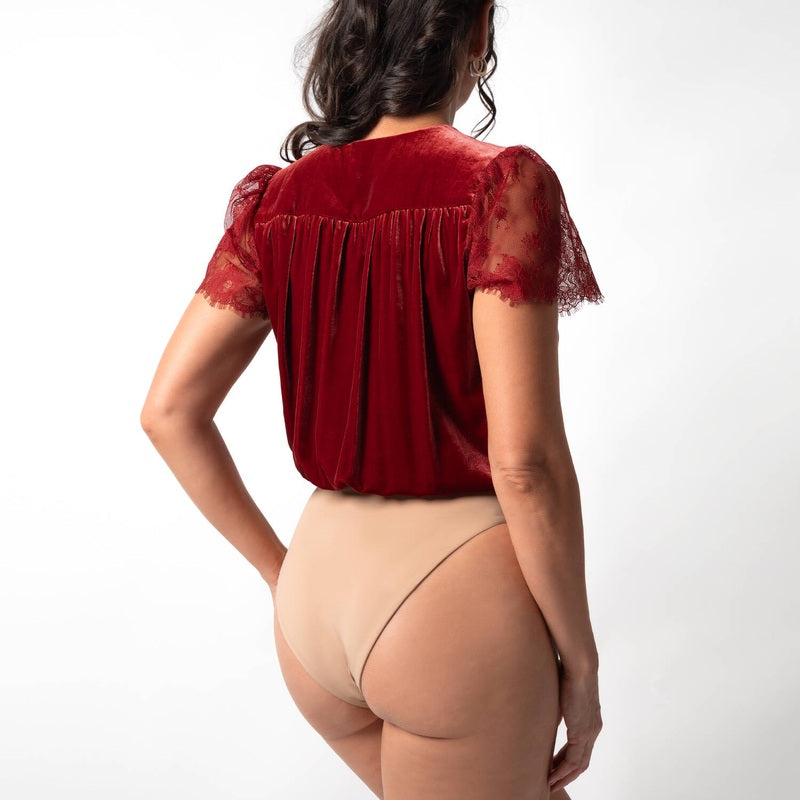 Body de veludo Veludo Borgonha
