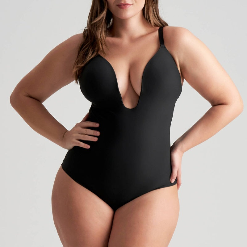 Body modelador push-up com costas abertas e Fio Dental Shapewear
