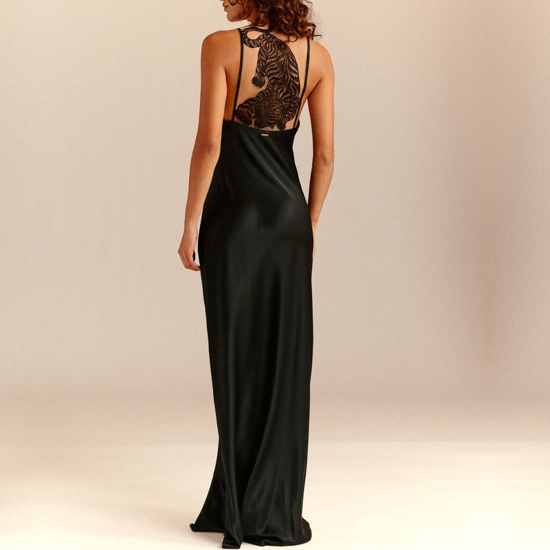 Lingerie Noturna Vestido longo de Seda Bengala